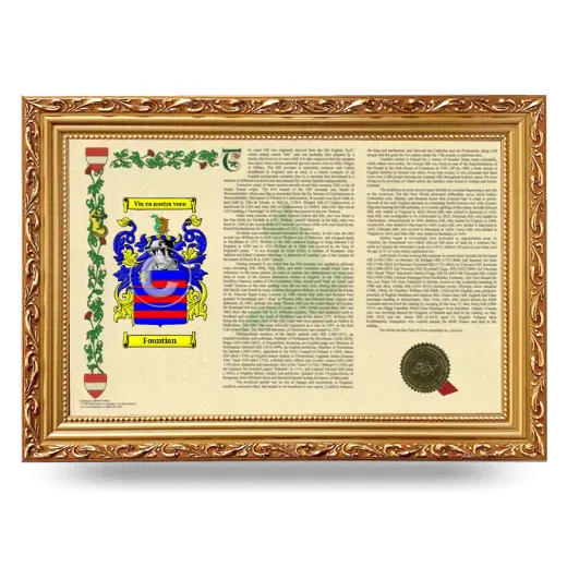 Fountian Armorial Landscape Framed - Gold