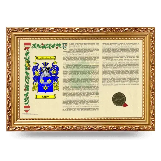 Ganey Armorial Landscape Framed - Gold