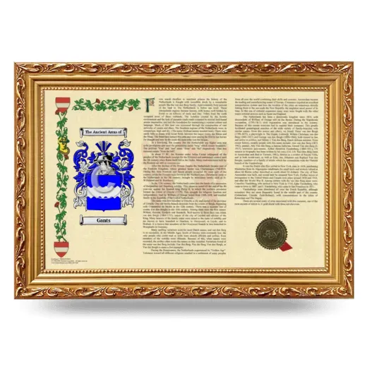 Gants Armorial Landscape Framed - Gold