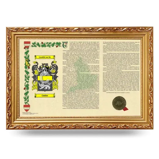 Gariss Armorial Landscape Framed - Gold