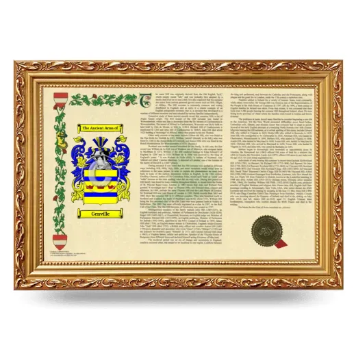 Genville Armorial Landscape Framed - Gold