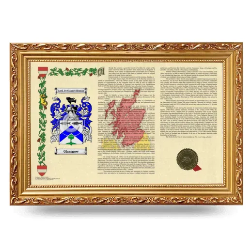 Glassgow Armorial Landscape Framed - Gold
