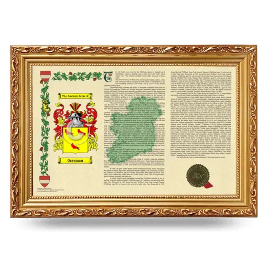 Grayman Armorial Landscape Framed - Gold
