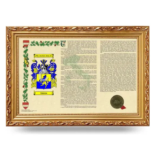 Grecco Armorial Landscape Framed - Gold