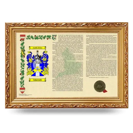 Grimwade Armorial Landscape Framed - Gold