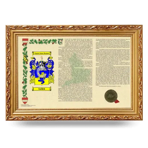 Gullick Armorial Landscape Framed - Gold
