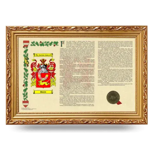 Hases Armorial Landscape Framed - Gold