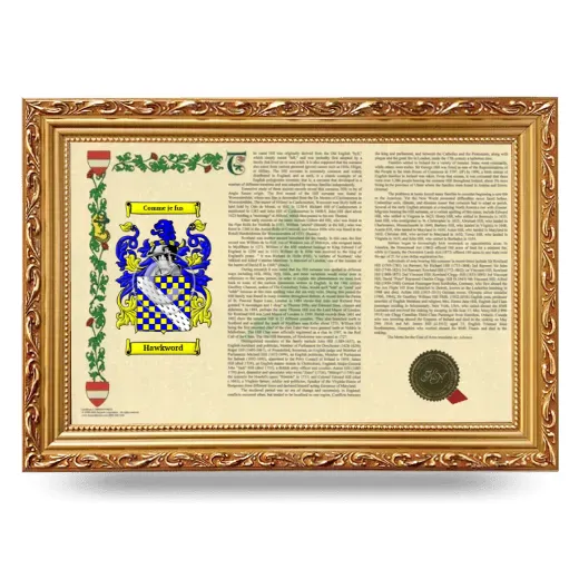 Hawkword Armorial Landscape Framed - Gold