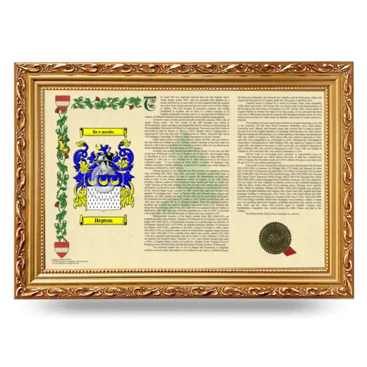 Hepton Armorial Landscape Framed - Gold