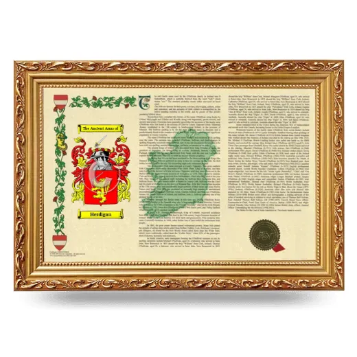 Herdigan Armorial Landscape Framed - Gold