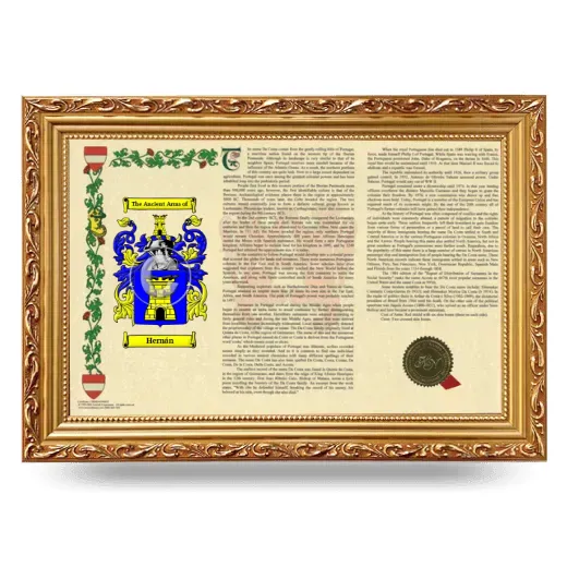 Hernán Armorial Landscape Framed - Gold