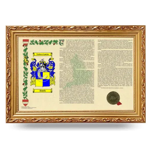 Hoath Armorial Landscape Framed - Gold