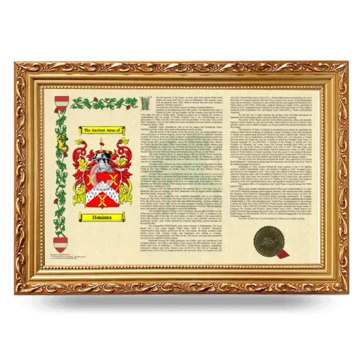 Honions Armorial Landscape Framed - Gold