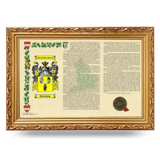 Horseham Armorial Landscape Framed - Gold