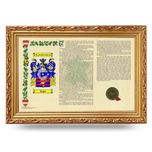 Huges Armorial Landscape Framed - Gold