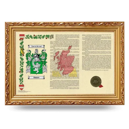 Humes Armorial Landscape Framed - Gold