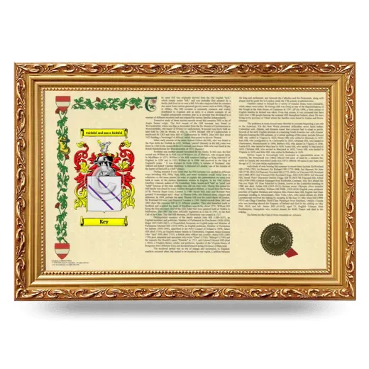 Key Armorial Landscape Framed - Gold