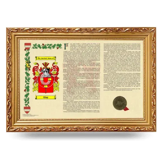 Klop Armorial Landscape Framed - Gold