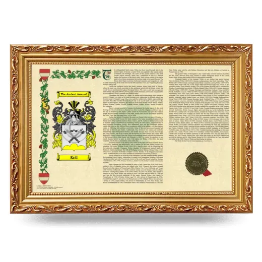 Král Armorial Landscape Framed - Gold
