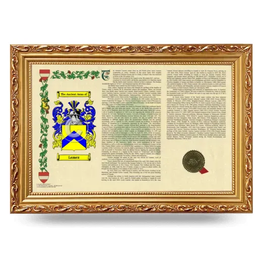 Lamez Armorial Landscape Framed - Gold