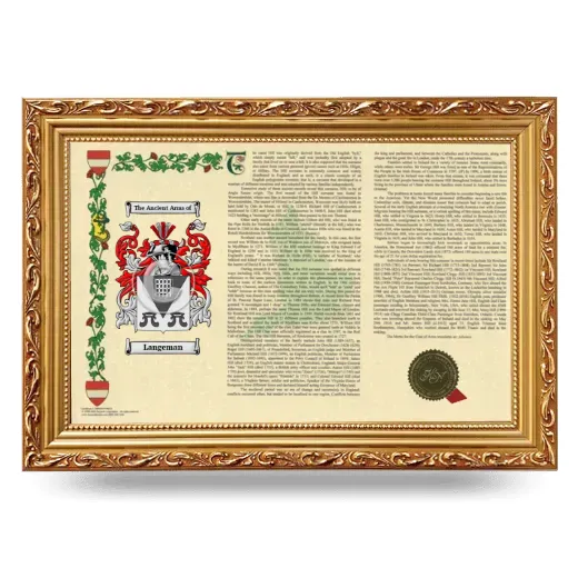 Langeman Armorial Landscape Framed - Gold
