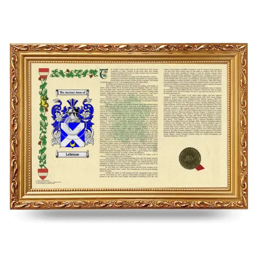 Lebrune Armorial Landscape Framed - Gold
