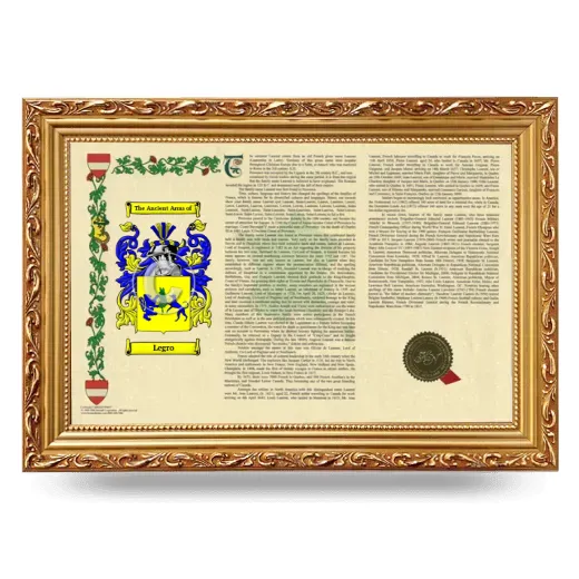 Legro Armorial Landscape Framed - Gold