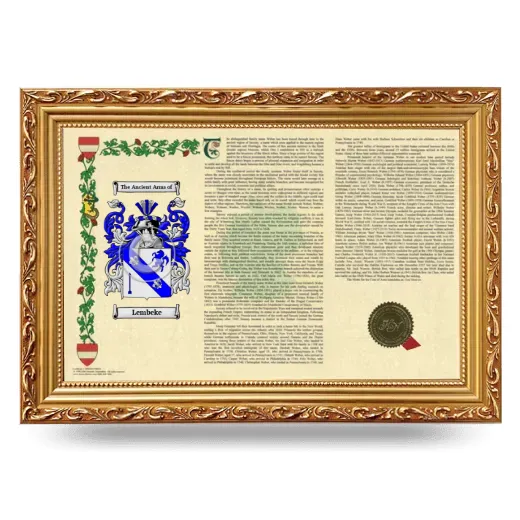 Lembeke Armorial Landscape Framed - Gold