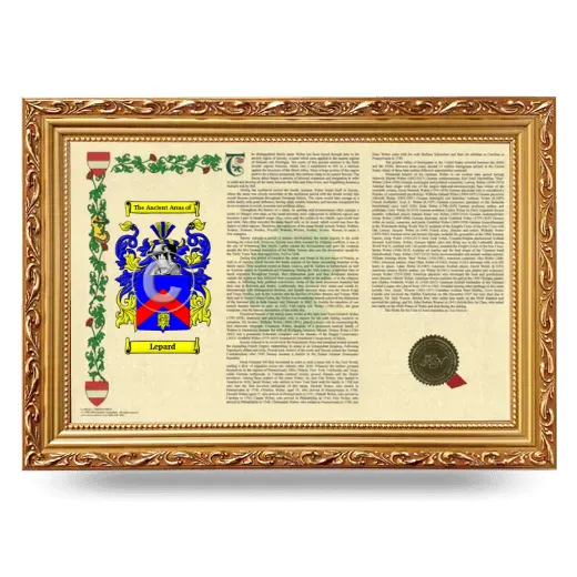 Lepard Armorial Landscape Framed - Gold