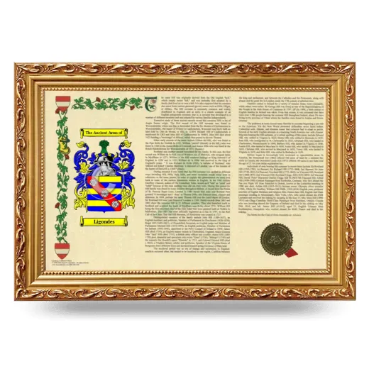 Ligondes Armorial Landscape Framed - Gold