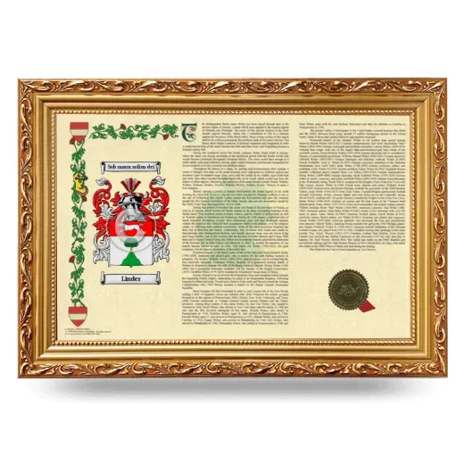 Lindes Armorial Landscape Framed - Gold