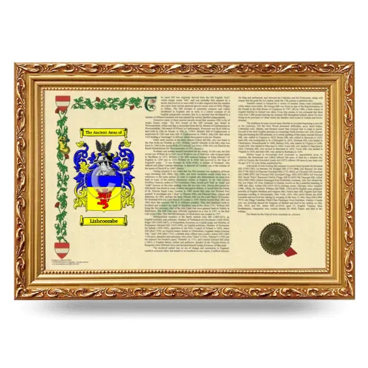 Lishcoombe Armorial Landscape Framed - Gold