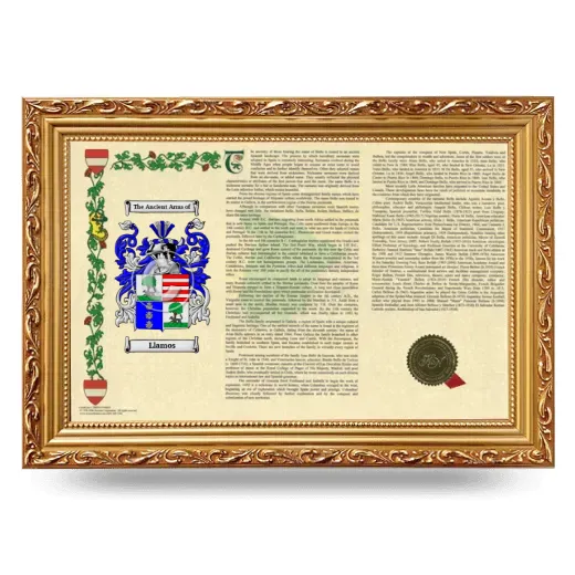 Llamos Armorial Landscape Framed - Gold