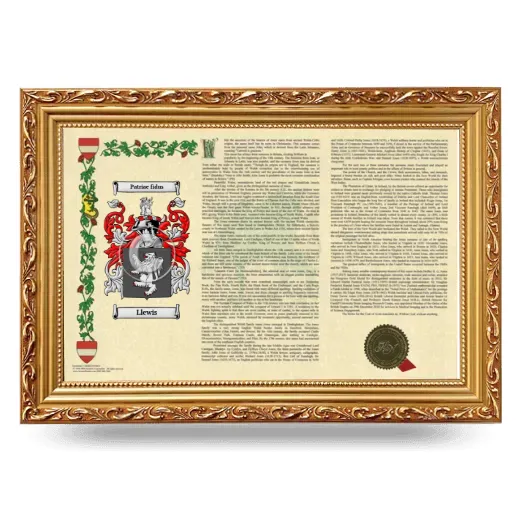 Llewis Armorial Landscape Framed - Gold