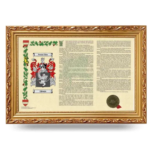 Llewys Armorial Landscape Framed - Gold