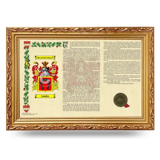 Lunden Armorial Landscape Framed - Gold