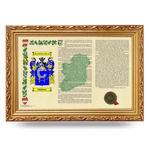 Malloney Armorial Landscape Framed - Gold