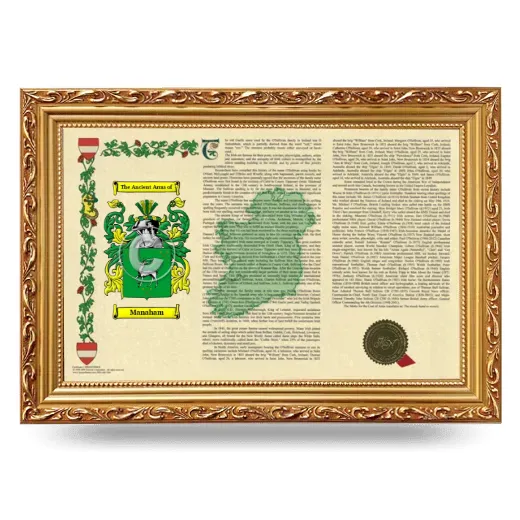 Manaham Armorial Landscape Framed - Gold