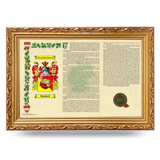 Manhard Armorial Landscape Framed - Gold