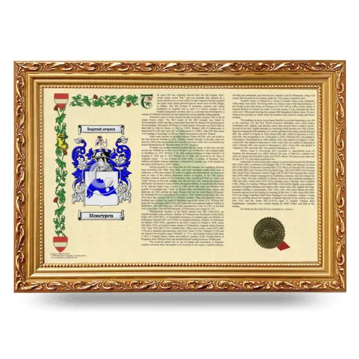 Moneypen Armorial Landscape Framed - Gold