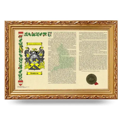 Monketon Armorial Landscape Framed - Gold