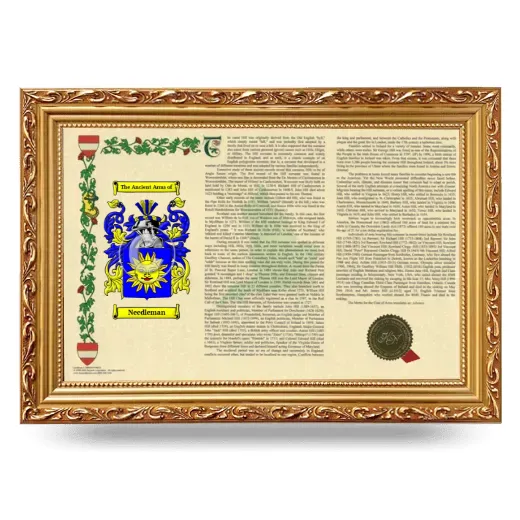 Needleman Armorial Landscape Framed - Gold