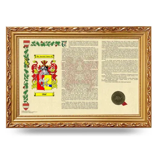 Olaf Armorial Landscape Framed - Gold