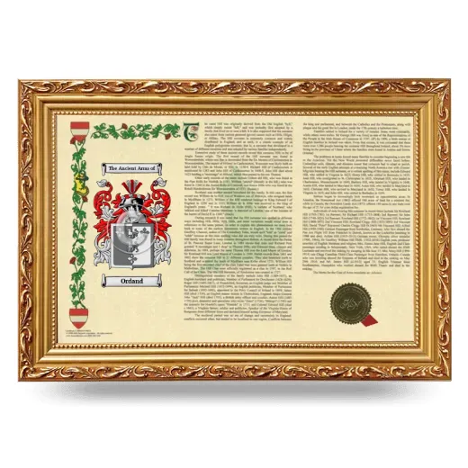 Ordand Armorial Landscape Framed - Gold