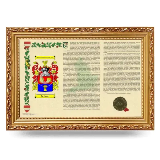 Paybody Armorial Landscape Framed - Gold