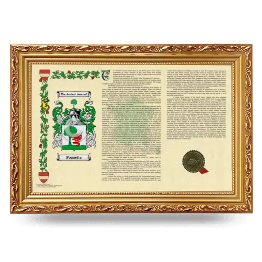 Poquette Armorial Landscape Framed - Gold