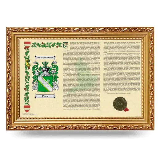 Pores Armorial Landscape Framed - Gold