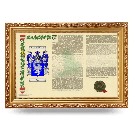 Post Armorial Landscape Framed - Gold