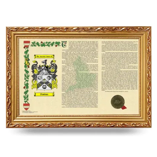 Pratton Armorial Landscape Framed - Gold