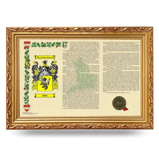 Price Armorial Landscape Framed - Gold